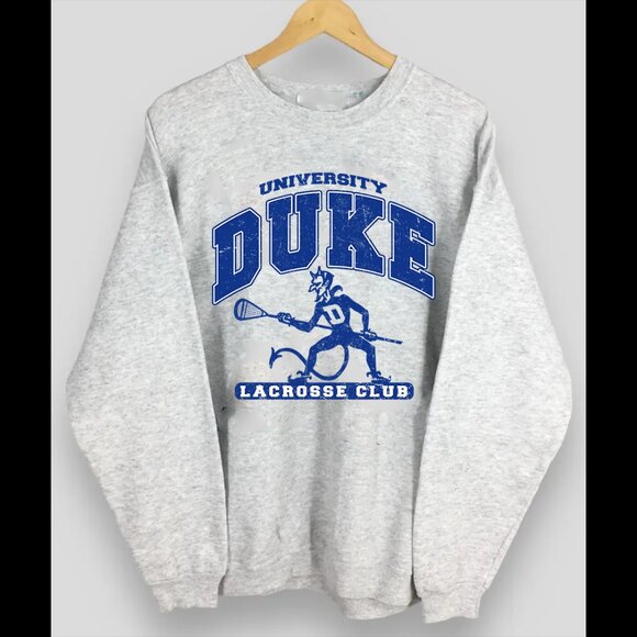 Vintage Style Duke University Sweatshirt Sweater Duke Blue Devils Shirt - Picture 2 of 3